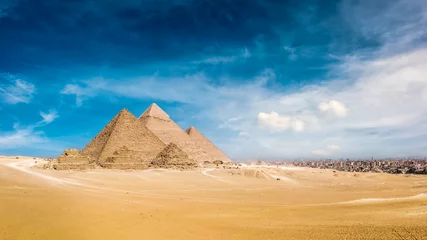 Keuken foto achterwand Egypte Panorama van de Grote Piramides van Gizeh, Egypte