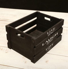 Black Wooden Box. Live Laugh Love