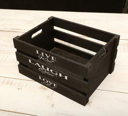 Black Wooden Box. Live Laugh Love