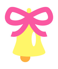 Xmas Icon of Golden Handbell on White Background