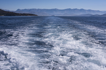 Naklejka na ściany i meble View of the beautiful blue sea of Corfu in Greece
