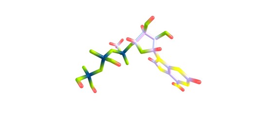 Fototapeta na wymiar Adenosine triphosphate molecular structure isolated on white