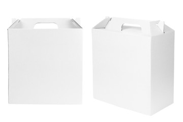 White cardboard boxes on white