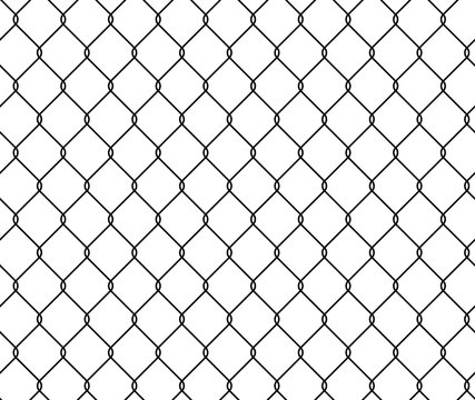Seamless texture metal wire fence, vector illustration grid template.