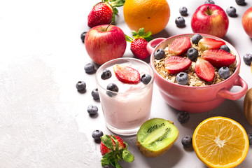 Delicious breakfast on table