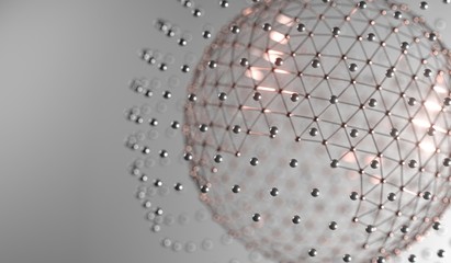 3D Rendering Of Abstract Metal Connection Sphere Background With Soft Focus