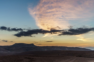 Fototapeta na wymiar Morning landscape of magic nature sunrise in desert judean land in Israel