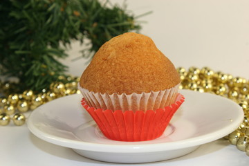 Christmas cupcakes, beautiful holiday background.