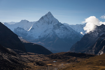 Ama Dablam mountain peak from Chola pass, Everest region, Nepal