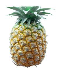 Pineapple cut to sell on the market on white background with clipping path.