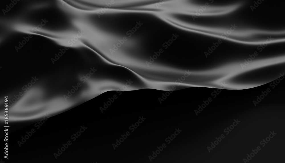 Poster abstract 3d rendering of smooth surface with ripples, cloth with waves, modern background design for