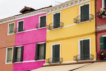 Colorful windos in Burano island, Italy