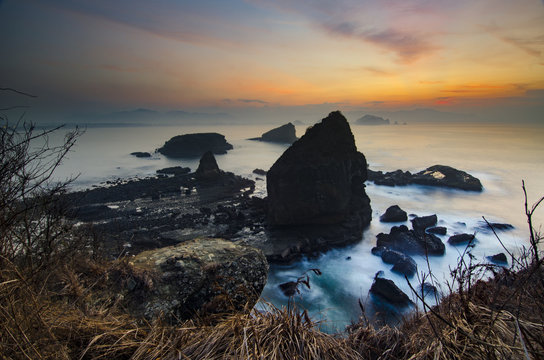 Sunrise at Tanjung Papuma Beach, Jember, East Java, Indonesia