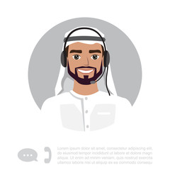 Young arabic Man With Headset Vector Character