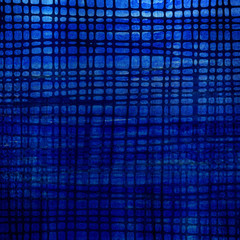 Dark blue grid background. Abstract hand-drawn line pattern on grunge watercolor paper.