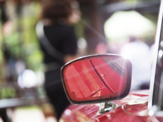 side mirror of a vintage car, vintage mirror of a car.