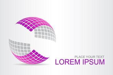 Logo stylized spherical surface with abstract shapes