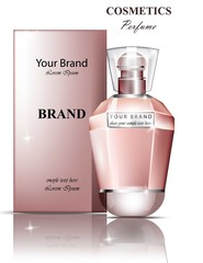 Women perfume bottle fragrance. Realistic Vector Product packaging designs mock up