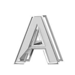 Letter A, Abstract fragmented geometric font. 3D Rendering
