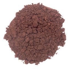Ground coffee on white