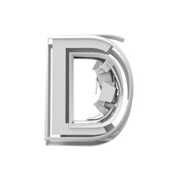 Letter D, Abstract fragmented geometric font. 3D Rendering