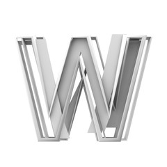 Letter W, Abstract fragmented geometric font. 3D Rendering