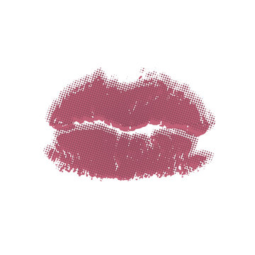 Lips track print. Stamp of mouth. Vector illustration.