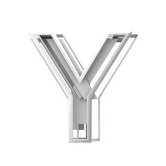 Letter Y, Abstract fragmented geometric font. 3D Rendering
