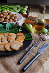 fried preserved pork sausage,white pork sausage.