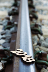 number 2018, as the new year, on the railway