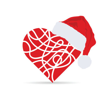 heart with christmas hat illustration