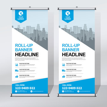 Roll up sale banner design template, abstract background, pull up design, modern x-banner, rectangle size.