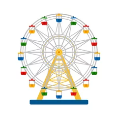 Deurstickers Colorful ferris wheel on white background, vector illustration © k_tatsiana