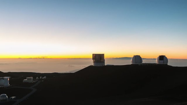 Timelapse. Hawaii Observatory at Sunset,Mauna Kea,United States