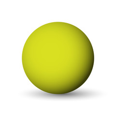Green sphere, ball or orb. 3D vector object with dropped shadow on white background.