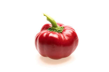 Bell pepper of dark red color isolated on white background.