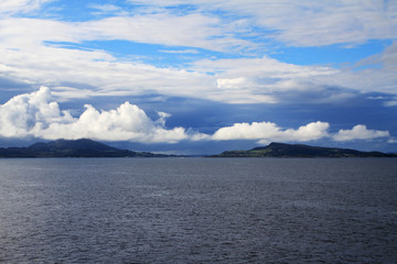 Norwegen, Fjord, Skandinavien, Seen, Gebirge, Wälder, Wolken, Ausblick, Panorma 