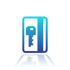 electronic pass icon, card key over white