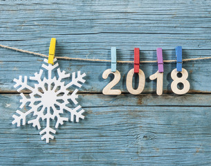 Clothespins and decoration for the New Year 2018