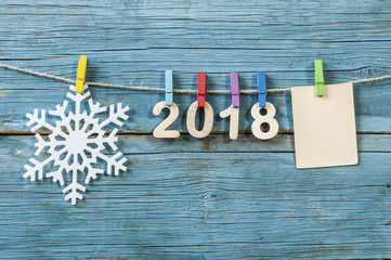 Clothespins and decoration for the New Year 2018