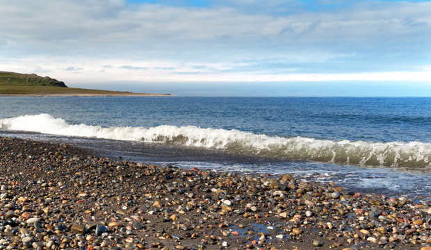 rocky beach north of the Arctic Sea