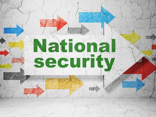Security concept: arrow with National Security on grunge wall background