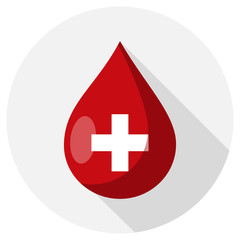 Fototapeta premium Tropfen Blut mit Kreuz Flat Design Icon
