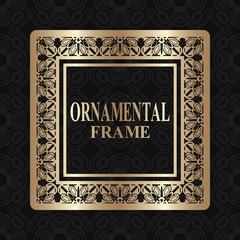 Vintage golden frame with retro ornamental pattern. Luxury background. Vector illustration