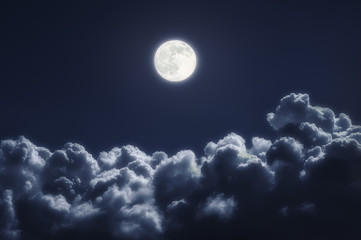 Naklejka na ściany i meble cloudscape at night with full moon