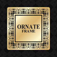 Vintage golden frame with retro ornamental pattern. Luxury background. Vector illustration