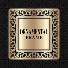 Vintage golden frame with retro ornamental pattern. Luxury background. Vector illustration