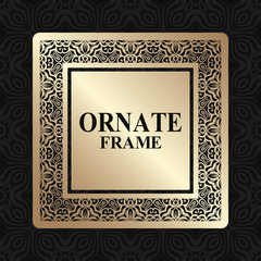 Vintage golden frame with retro ornamental pattern. Luxury background. Vector illustration