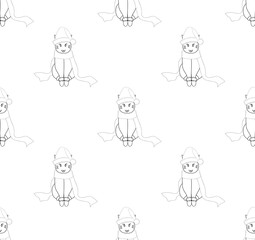 White Santa Cat with Scarf on White Background