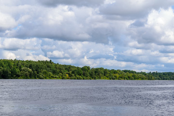 colorful lake river in countryside in summer